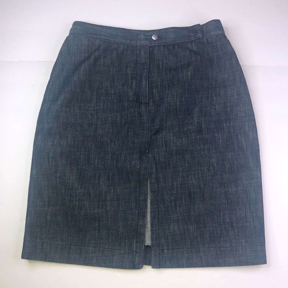 Versace Classic Skirt Women's Size 38 US 6 Blue Denim Front Slit Zipper Pockets